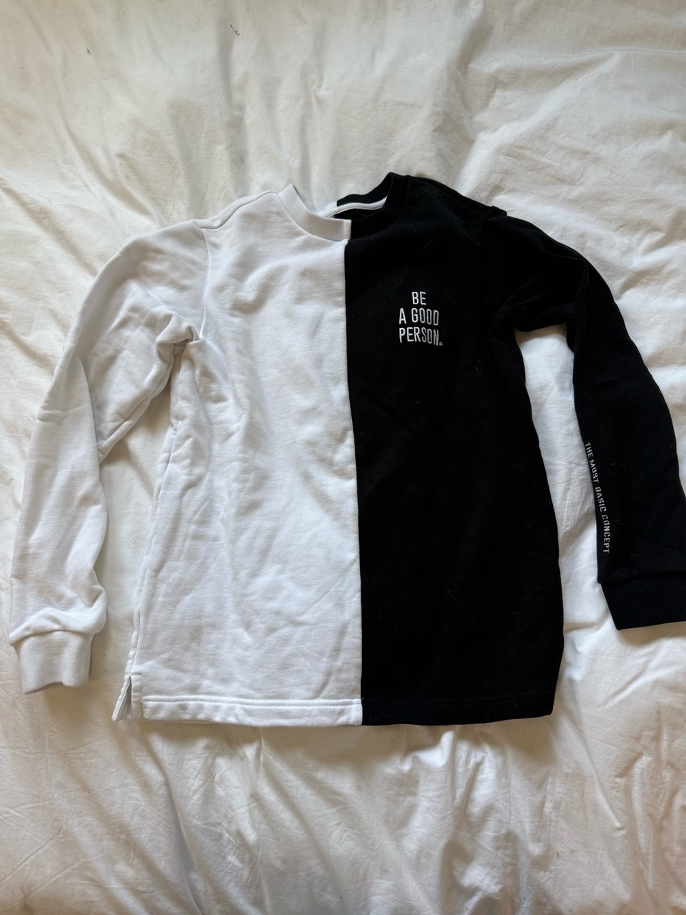 Be A Good Person French Terry Long Sleeve - Black/White split - XS